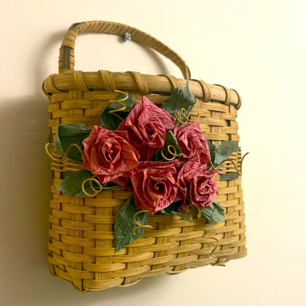 Adorable Cottagecore Wall Basket with Flowers